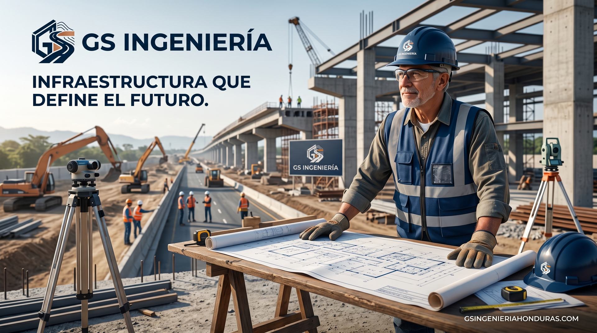 Ingeniero de GS Ingeniería supervisando obra de infraestructura vial en Honduras